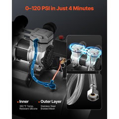 VEVOR Air Compressor, 8 Gallon Steel Tank, 1HP 2.2 CFM@90 PSI Oil Free Air Compressor & Max. 120PSI Pressure, 80dB