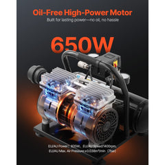 VEVOR Air Compressor, 1 Gallon Steel Tank, 1HP 1.5 CFM 90PSI Oil Free Air Compressor & Max. 120PSI Pressure, 78dB Ultra