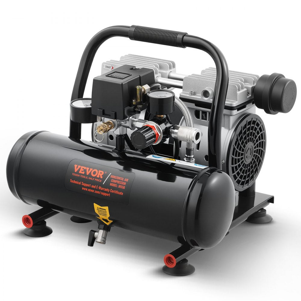 VEVOR Air Compressor, 1 Gallon Steel Tank, 1HP 1.5 CFM 90PSI Oil Free Air Compressor & Max. 120PSI Pressure, 78dB Ultra