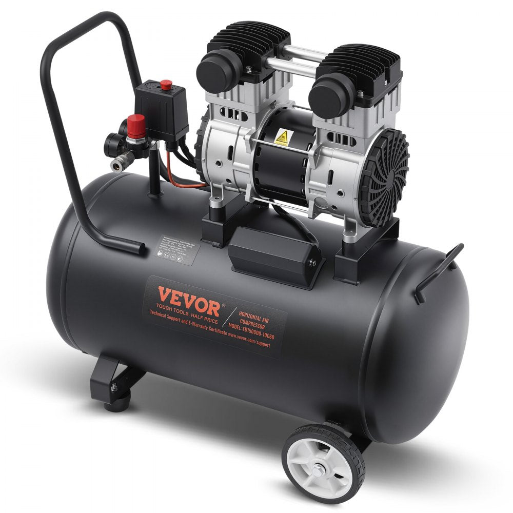 VEVOR Air Compressor, 15 Gallon Steel Tank, 2HP 5.3 CFM@90 PSI Oil Free Air Compressor & Max. 125PSI Pressure, 78dB