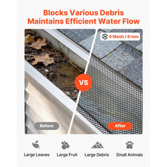 VEVOR Gutter Guard, 6 in Powder-Coated Steel Gutter Screen, Heavy-Duty 120 ft Length, 0.04 in Thickness, Leaf Guard for