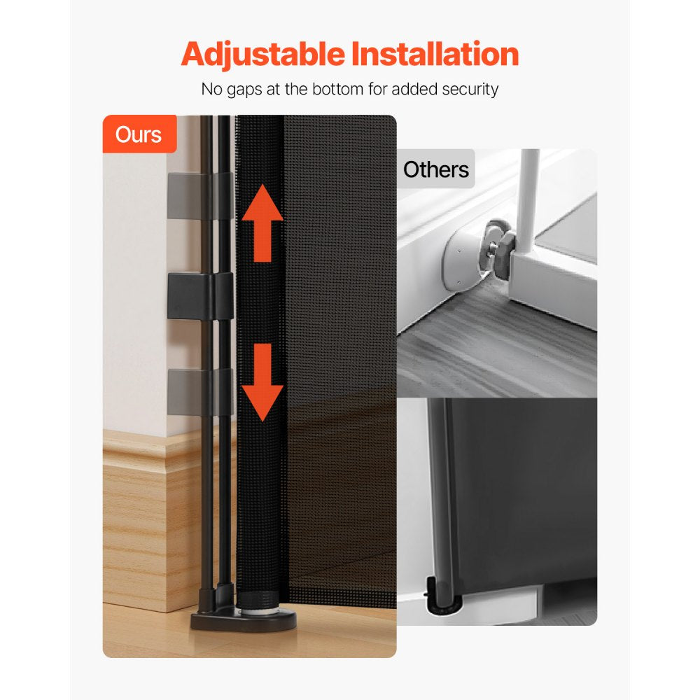 VEVOR Retractable Baby Gate, 34 inch Tall, Extends up to 110 inch Wide, Retractable Gate for Kids or Pets, Mesh