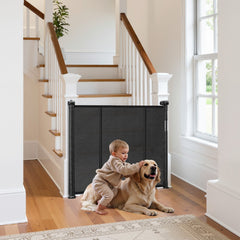 VEVOR Retractable Baby Gate, 34 inch Tall, Extends up to 110 inch Wide, Retractable Gate for Kids or Pets, Mesh