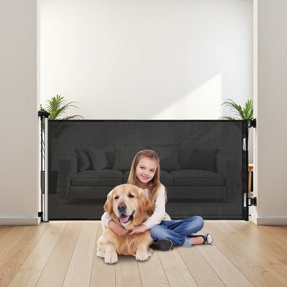 VEVOR Retractable Baby Gate, Extends to 72.8 inch Wide, 31.3 inch Tall, with Security Lock, Easy to Use, Walk Through