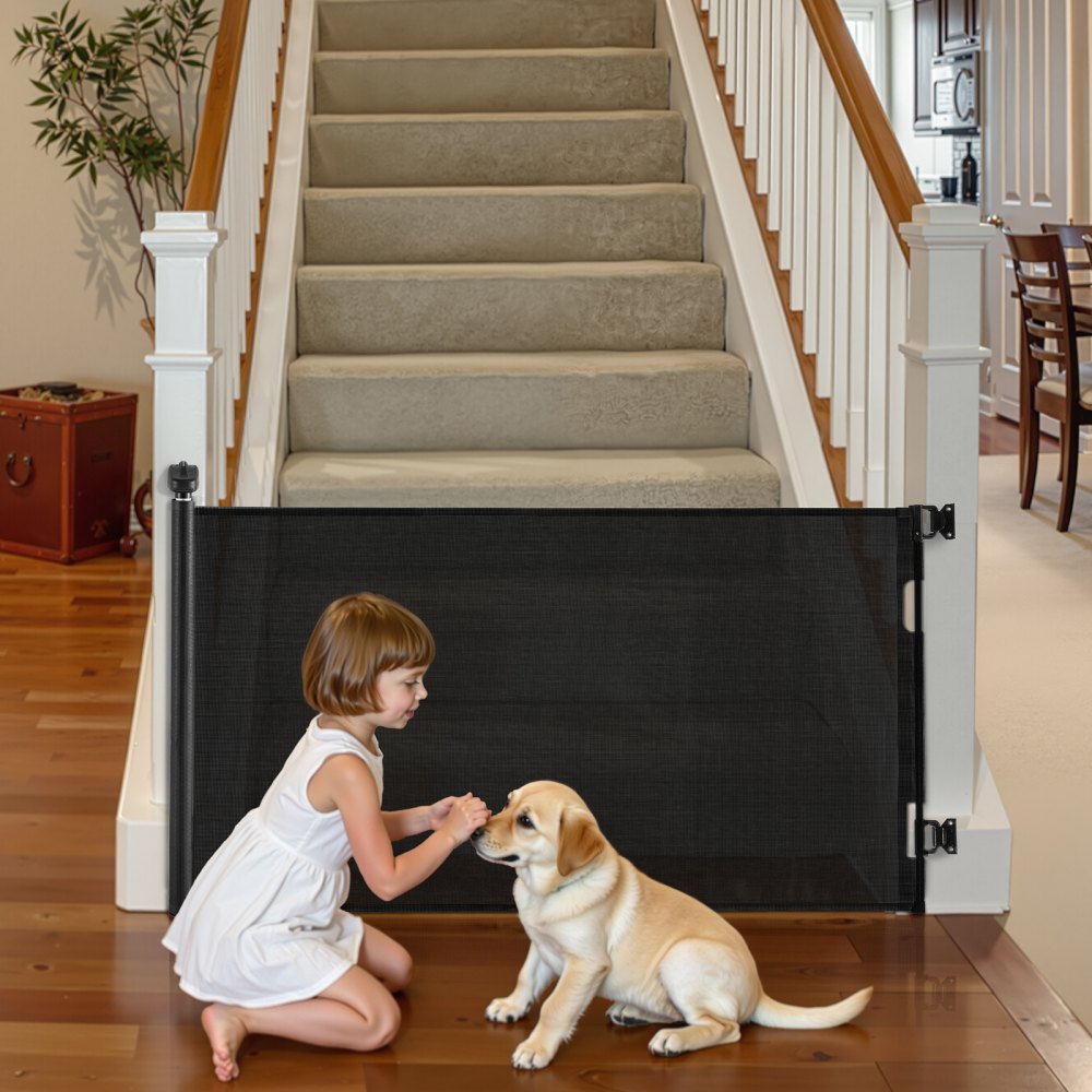 VEVOR Retractable Baby Gate, Extends to 72.8 inch Wide, 31.3 inch Tall, with Security Lock, Easy to Use, Walk Through