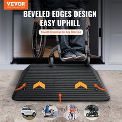 VEVOR Upgraded Rubber Threshold Ramp, 4" Rise Door Ramp with 1 Channel, Natural Rubber Car Ramp with Non-Slip Textured