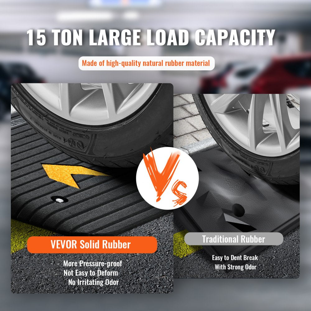 VEVOR Upgraded Rubber Threshold Ramp, 4" Rise Door Ramp with 1 Channel, Natural Rubber Car Ramp with Non-Slip Textured