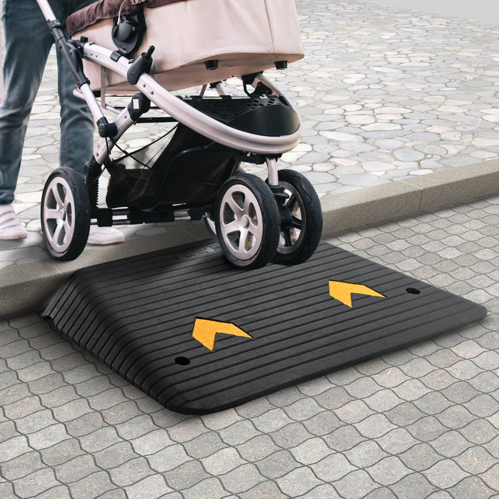VEVOR Upgraded Rubber Threshold Ramp, 4" Rise Door Ramp with 1 Channel, Natural Rubber Car Ramp with Non-Slip Textured