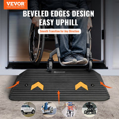 VEVOR Upgraded Rubber Threshold Ramp, 3" Rise Door Ramp with 1 Channel, Natural Rubber Car Ramp with Non-Slip Textured