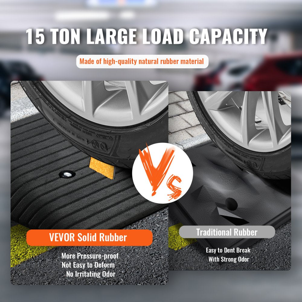 VEVOR Upgraded Rubber Threshold Ramp, 3" Rise Door Ramp with 1 Channel, Natural Rubber Car Ramp with Non-Slip Textured