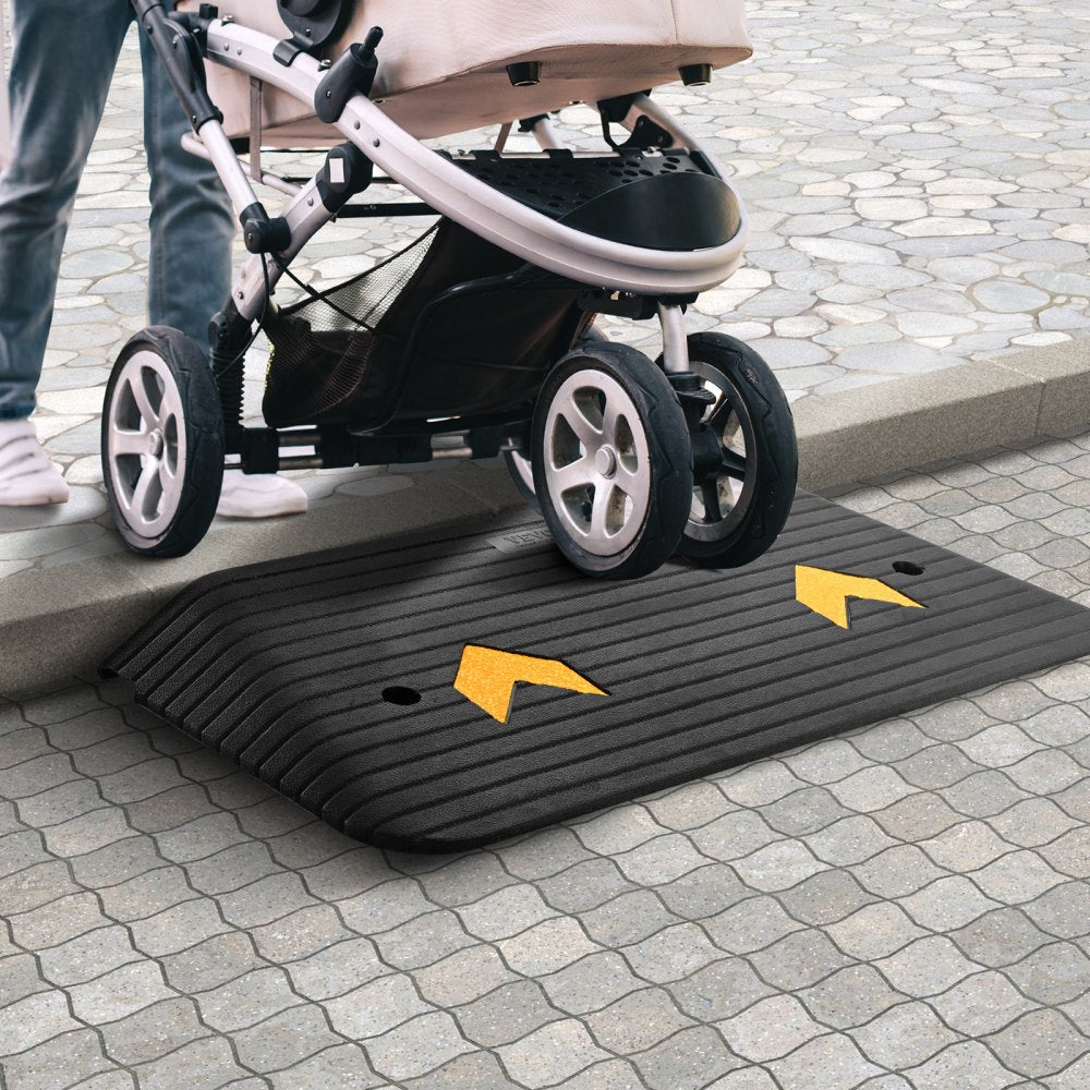VEVOR Upgraded Rubber Threshold Ramp, 3" Rise Door Ramp with 1 Channel, Natural Rubber Car Ramp with Non-Slip Textured