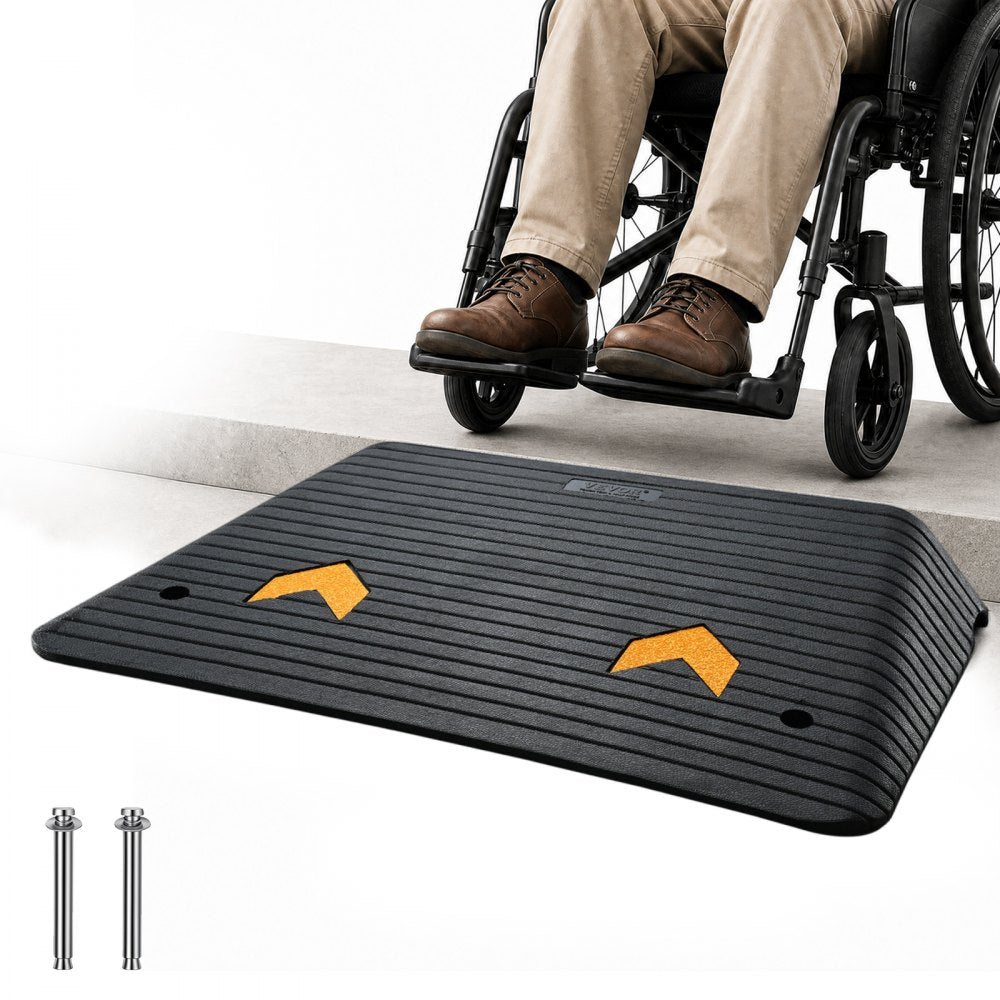 VEVOR Upgraded Rubber Threshold Ramp, 3" Rise Door Ramp with 1 Channel, Natural Rubber Car Ramp with Non-Slip Textured