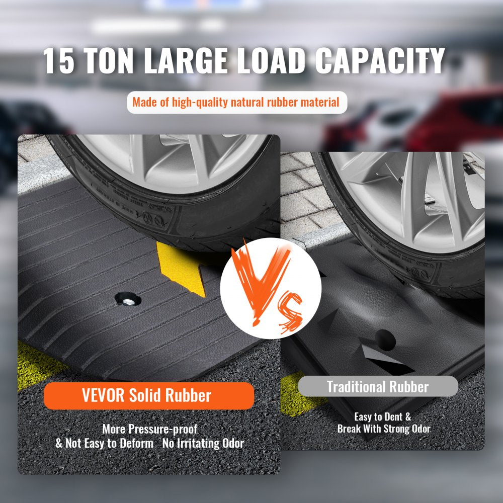 VEVOR Rubber Threshold Ramp, 2" Rise Threshold Ramp Doorway, Recycled Rubber Power Threshold Ramp Rated 33069 lbs Load