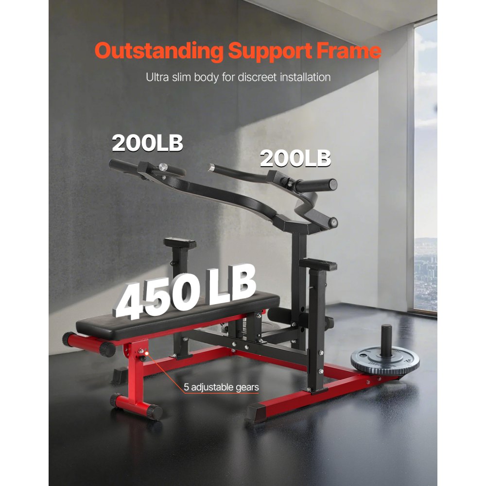 VEVOR Chest Press Machine, 450 LBS Bench Press Set, Adjustable Flat Incline Bench with Independent Converging Arms