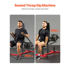 VEVOR Seated Dip Machine, Tricep Bicep Press Down Machine with Cable Bar, Adjustable Seat, and Backrest, Exercise