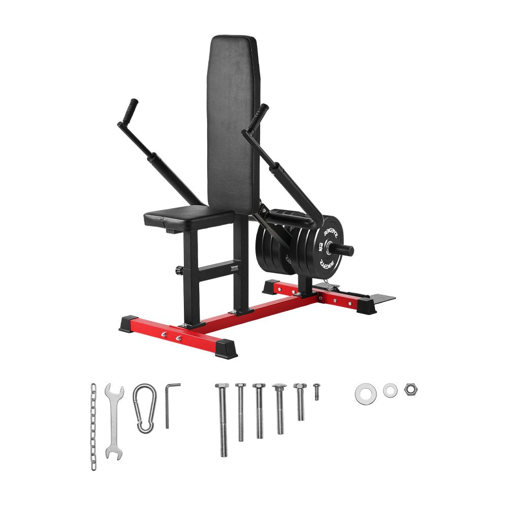 VEVOR Seated Dip Machine, Tricep Bicep Press Down Machine with Cable Bar, Adjustable Seat, and Backrest, Exercise