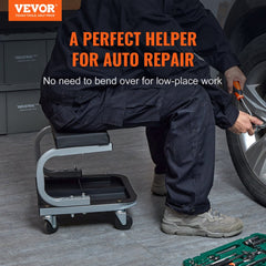VEVOR Rolling Creeper Garage/Shop Seat, 250 LBS Capacity Padded Rolling Workshop Stool with Tool Tray Storage, Mechanic
