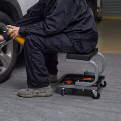 VEVOR Rolling Creeper Garage/Shop Seat, 250 LBS Capacity Padded Rolling Workshop Stool with Tool Tray Storage, Mechanic