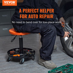 VEVOR Mechanic Stool, 250 LBS Rolling Pneumatic Creeper Garage/Shop Seat, Adjustable Height 22 in-28 in Padded Rolling