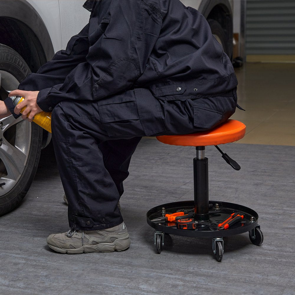 VEVOR Mechanic Stool, 250 LBS Rolling Pneumatic Creeper Garage/Shop Seat, Adjustable Height 22 in-28 in Padded Rolling