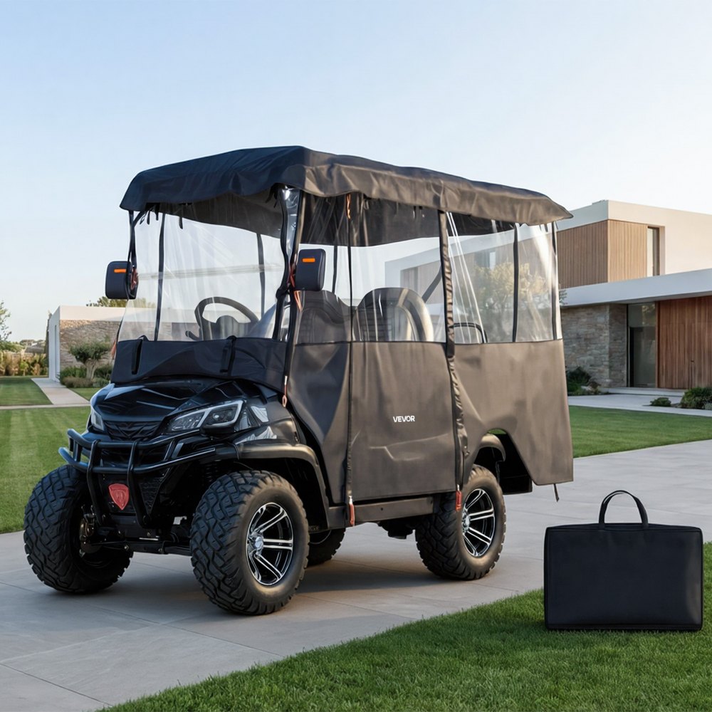 VEVOR Golf Cart Cover, Visible Full-Enclosure 2+2/4 Passenger Golf Cart, 420D Waterproof Oxford Fabric Club Car Cover