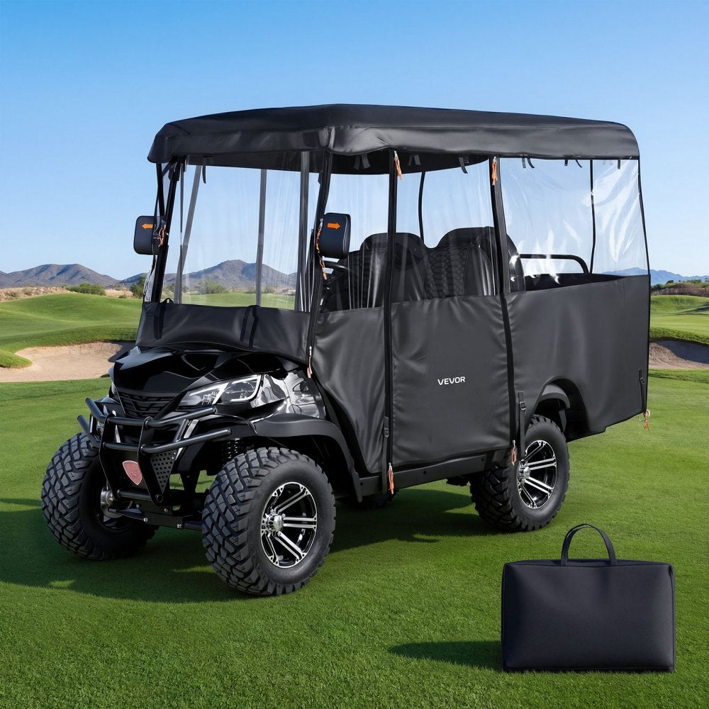 VEVOR Golf Cart Cover, Visible Full-Enclosure 2+2/4 Passenger Golf Cart, 420D Waterproof Oxford Fabric Club Car Cover