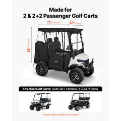 VEVOR Golf Cart Cover, Visible Full-Enclosure 2&2+2 Passenger Golf Cart, 420D Waterproof Oxford Fabric Club Car Cover