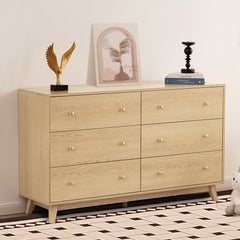 VEVOR 6 Drawer Dresser, Wooden Chest of Drawers with Sliding with Anti-tip Device, Modern Minimalist Dresser Chest