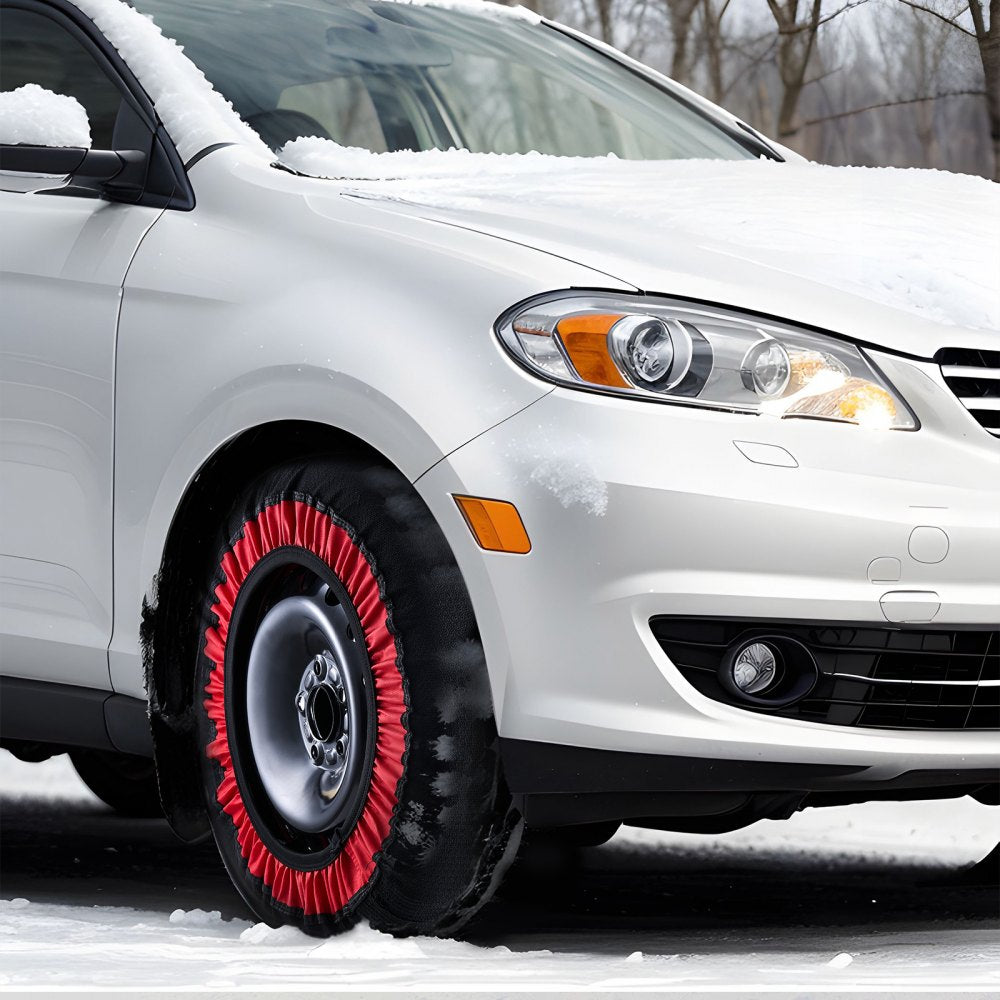 VEVOR Thickened Snow Socks for Tires, Polyester Fiber Tire Socks with Elastic Straps, Snow Traction Tire Cover for Car