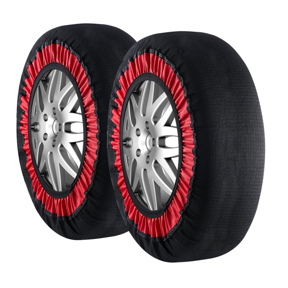 VEVOR Thickened Snow Socks for Tires, Polyester Fiber Tire Socks with Elastic Straps, Snow Traction Tire Cover for Car