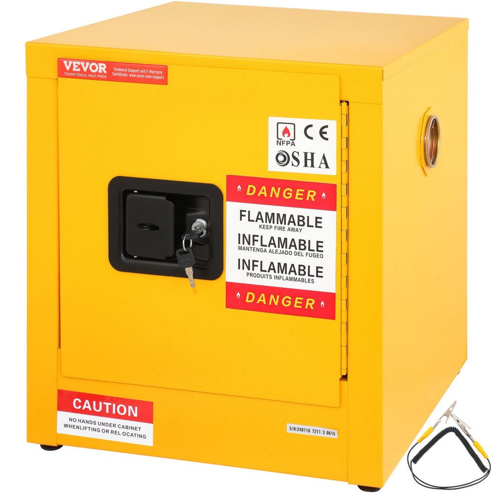 VEVOR Flammable Safety Cabinet, 11 Gal, Cold-Rolled Steel Flammable Liquid Storage Cabinet, 16.9 x 16.9 x 18.2 in