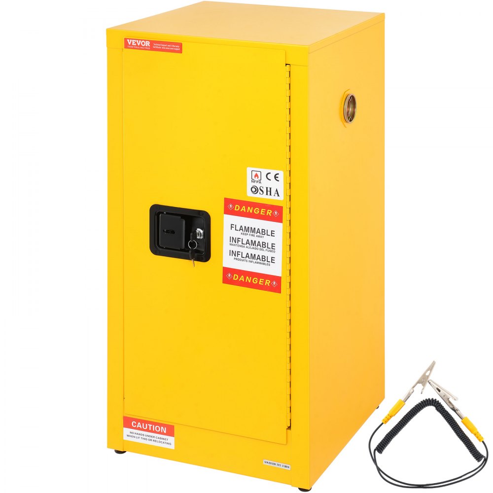 VEVOR Flammable Safety Cabinet, 16 Gal, Cold-Rolled Steel Flammable Liquid Storage Cabinet, 18.1 x 18.1 x 35.4 in