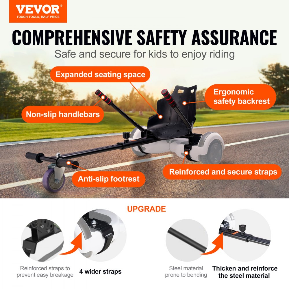 VEVOR Hoverboard Seat Attachment(Not included hoverboards), Compatible with All 6.5" 8" 8.5" 10" Hoverboards, Grips