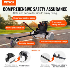 VEVOR Hoverboard Seat Attachment(Not included hoverboards), Compatible with All 6.5" 8" 8.5" 10" Hoverboards, Grips