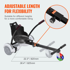 VEVOR Hoverboard Seat Attachment(Not included hoverboards), for 6.5" 8" 8.5" 10" Hoverboards, with LED Lights, Grips