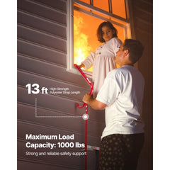 VEVOR Fire Escape Ladder, 2-Story 13FT Retractable Emergency Fire Ladder, Lightweight Aluminum Alloy Safety Escape