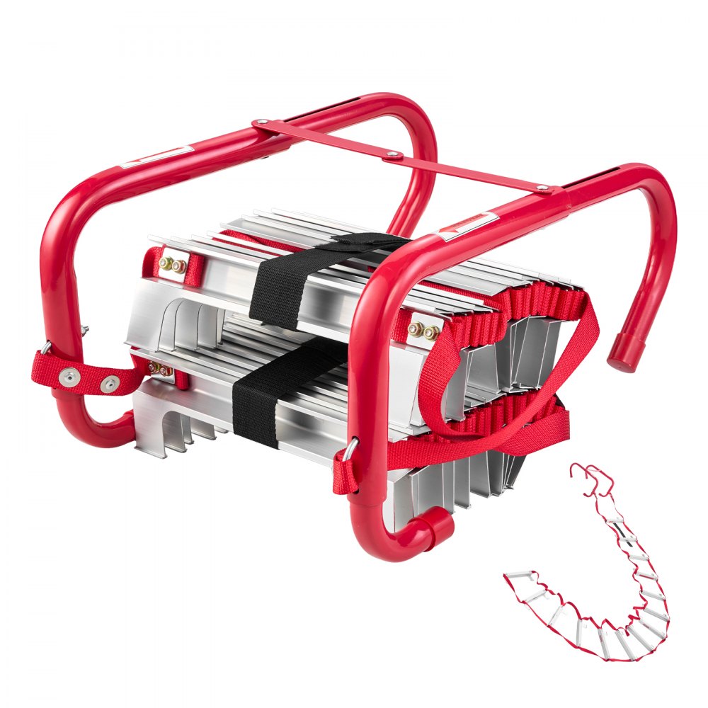 VEVOR Fire Escape Ladder, 2-Story 13FT Retractable Emergency Fire Ladder, Lightweight Aluminum Alloy Safety Escape