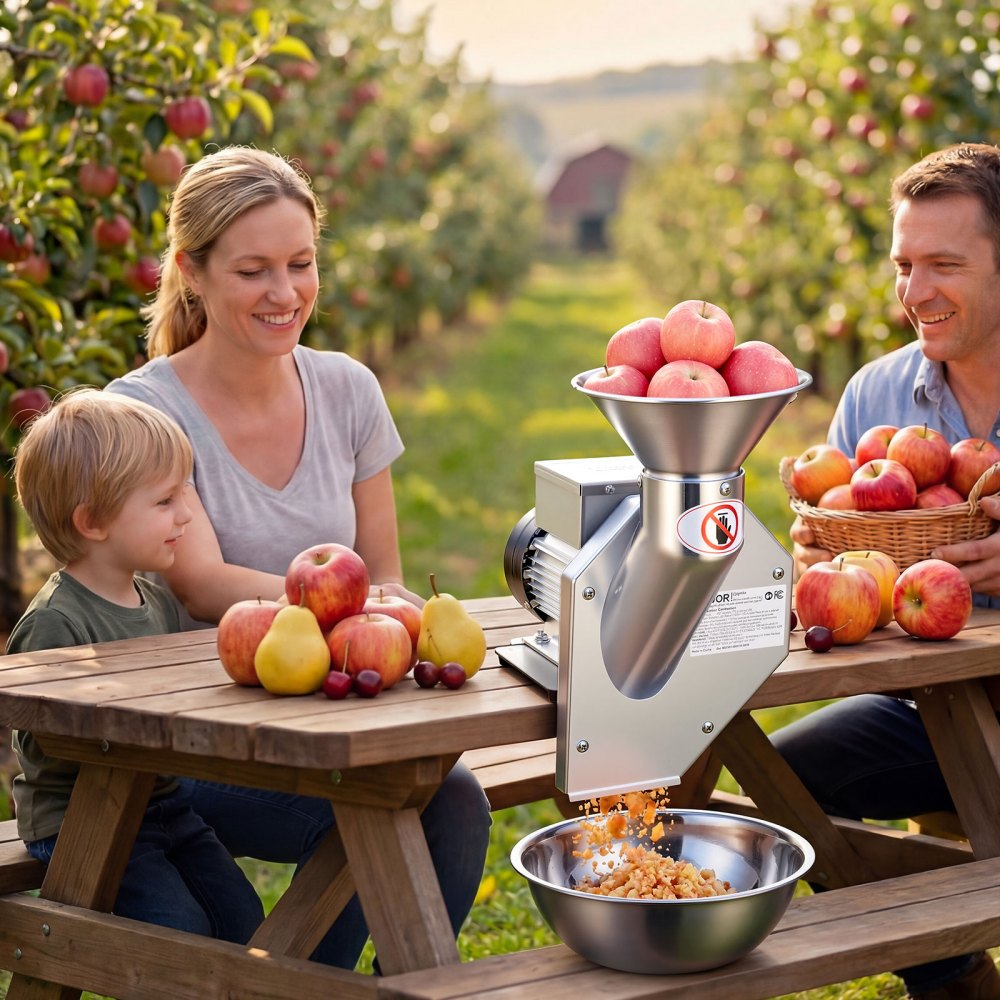 VEVOR 550W Electric Fruit Apple Crusher, SUS304 Desktop Crushing Machine, Grinds Whole Apples Up to 2.76" Dia, 60 KG/H