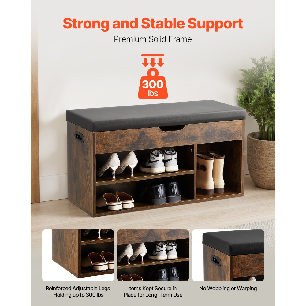 VEVOR Entryway Shoe Bench, 31.7 x 12.0 x 17.5 Inch Shoe Storage Organizer with Lift Top Storage Space, 300lbs Bench