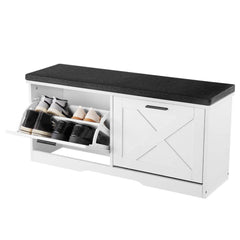 VEVOR Entryway Shoe Storage Bench 39.4" Wide 2-Tier Shoe Bench Black White, with 2 Flip Drawers, 440 lbs Load Capacity