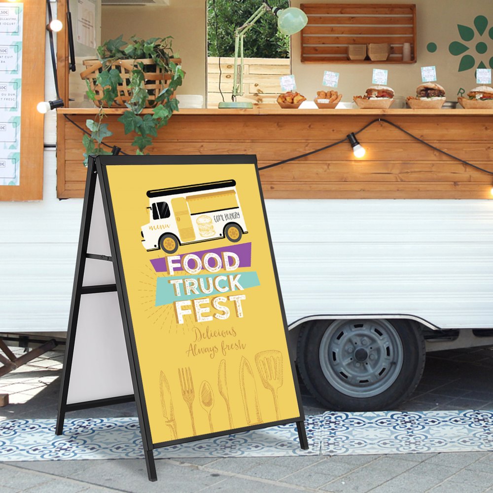 VEVOR A Frame Sidewalk Sign, 24x36 Inch Heavy Duty Slide-in Signboard Holder, Double-Sided Folding Sandwich Board