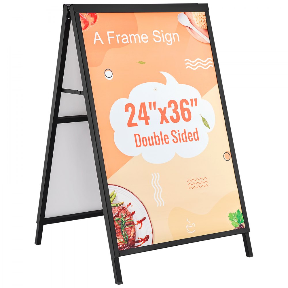 VEVOR A Frame Sidewalk Sign, 24x36 Inch Heavy Duty Slide-in Signboard Holder, Double-Sided Folding Sandwich Board
