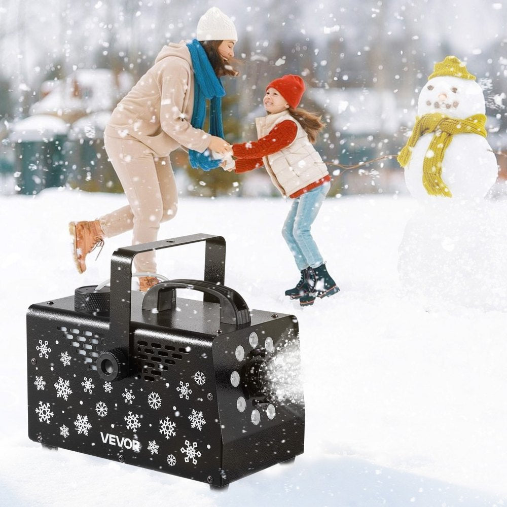 VEVOR 900W Snow Machine with 9 LED RGB Lights, 12 LED Lighting Colors, and Wireless Remote, Handheld/Hanging Outdoor