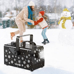 VEVOR 900W Snow Machine with 9 LED RGB Lights, 12 LED Lighting Colors, and Wireless Remote, Handheld/Hanging Outdoor