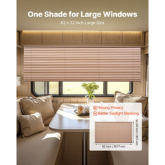 VEVOR RV Blinds, 62 in x 32 in, RV Pleated Shades, Polyester Fabric, Easy to Clean and Install, Privacy Protection and