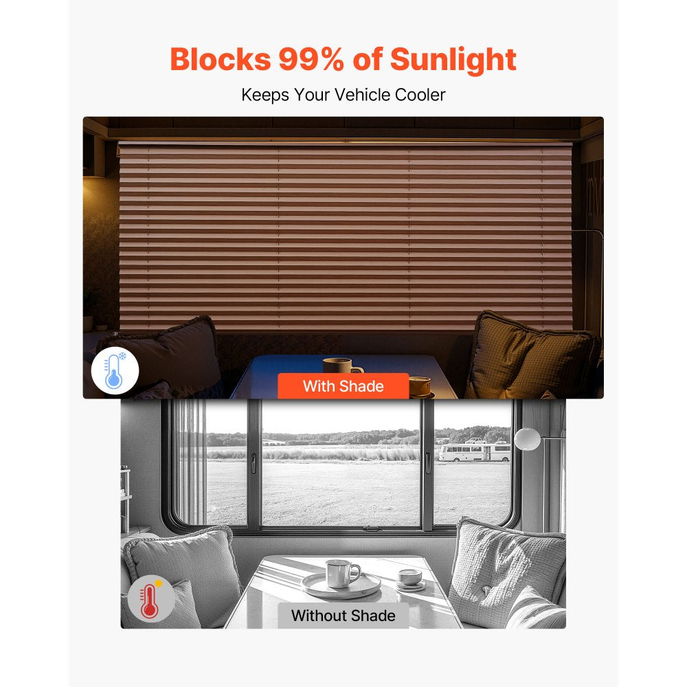 VEVOR RV Blinds, 62 in x 32 in, RV Pleated Shades, Polyester Fabric, Easy to Clean and Install, Privacy Protection and