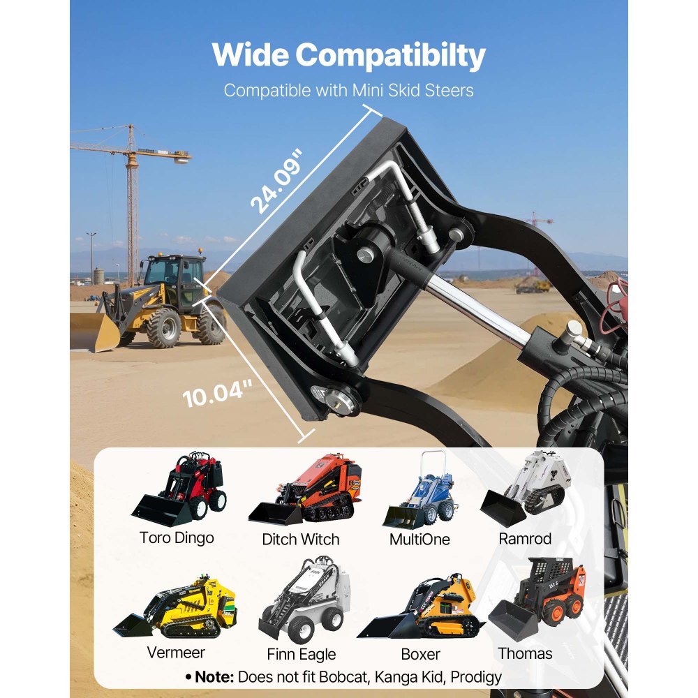VEVOR 1/4 in Skid Steer Mount Plate, Universal Quick Attach Mount Plate, Easy to Bolt, 1500lbs Load Capacity, Heavy