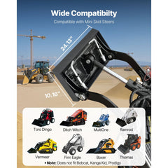 VEVOR 1/4 in Skid Steer Mount Plate with 2" Receiver Hitch, Universal Quick Attach Mount Plate, 1500lbs Capacity, Heavy