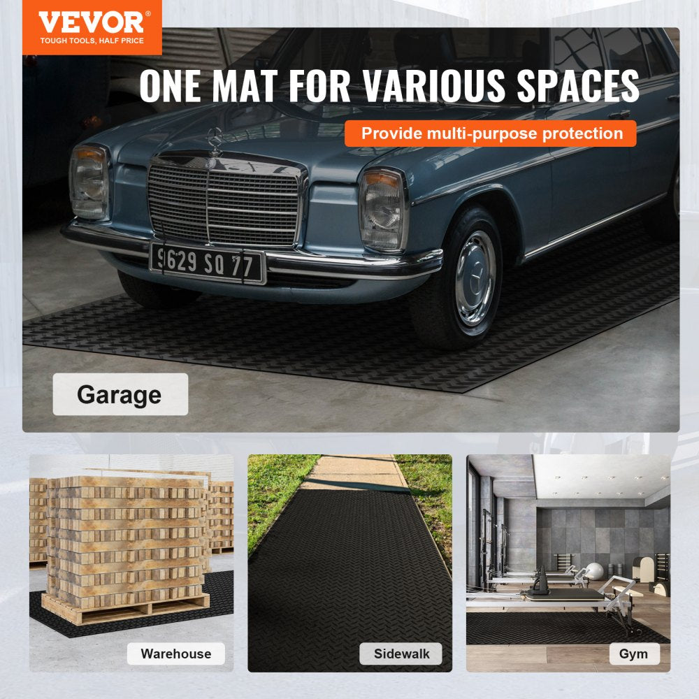 VEVOR Diamond-Plate Rubber Flooring Roll, 3 mm x 4 ft x 10 ft Garage Floor Mat, SBR Rubber Garage Flooring Roll, Easy