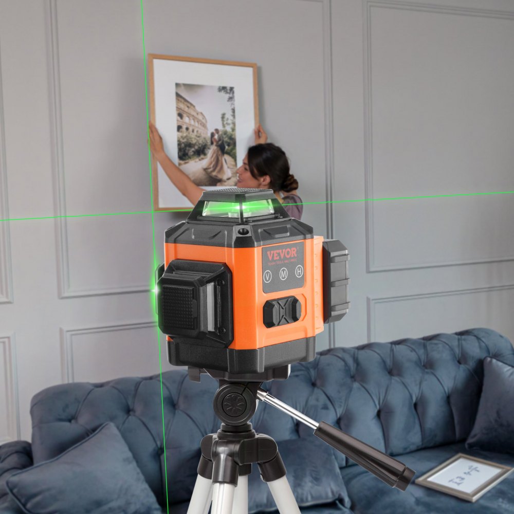 VEVOR 100ft Self Leveling Laser Level, Manual Green 3 x 360° Cross Line Laser, Manual Self-leveling Mode & IP54
